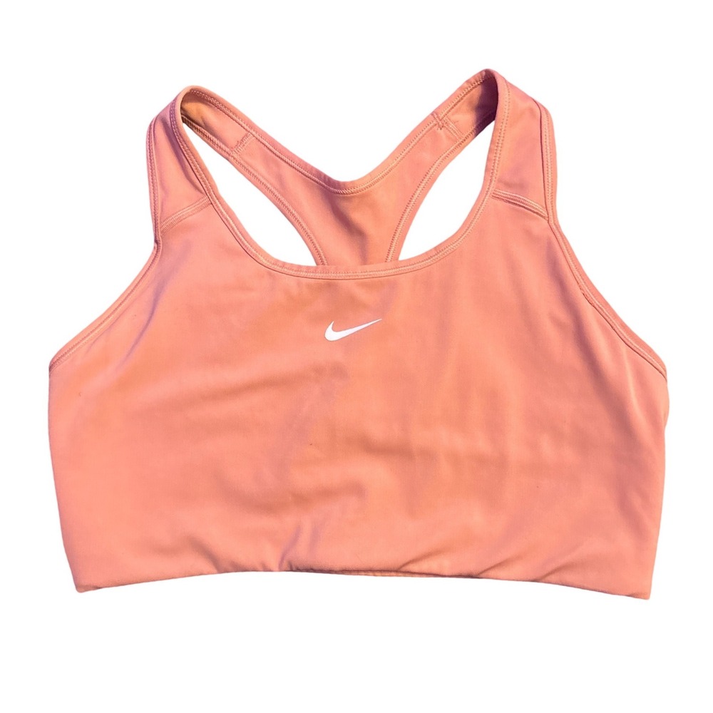 Nike Women's Coral Pink Dri-FIT Racerback Sports Bra, Size XL